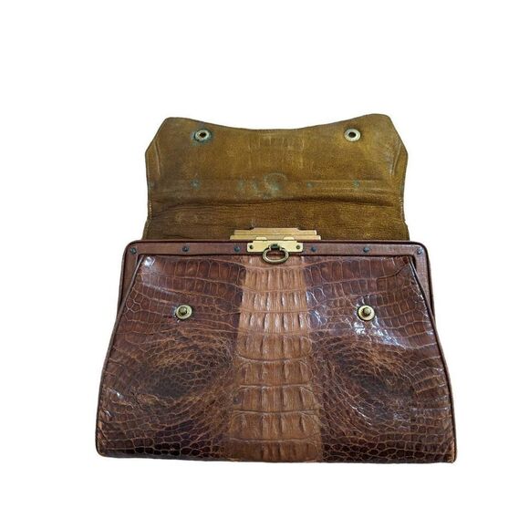 Vintage 30's-40's Alligator Bag Woven Handle and Feet! - Picture 3 of 11